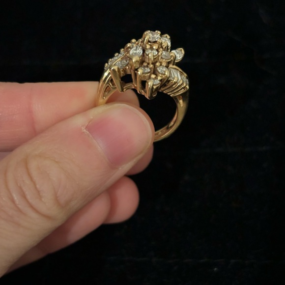Size 5 14k yellow gold diamond cluster ring, 1.15ct total, APPRAISED - Picture 7 of 14